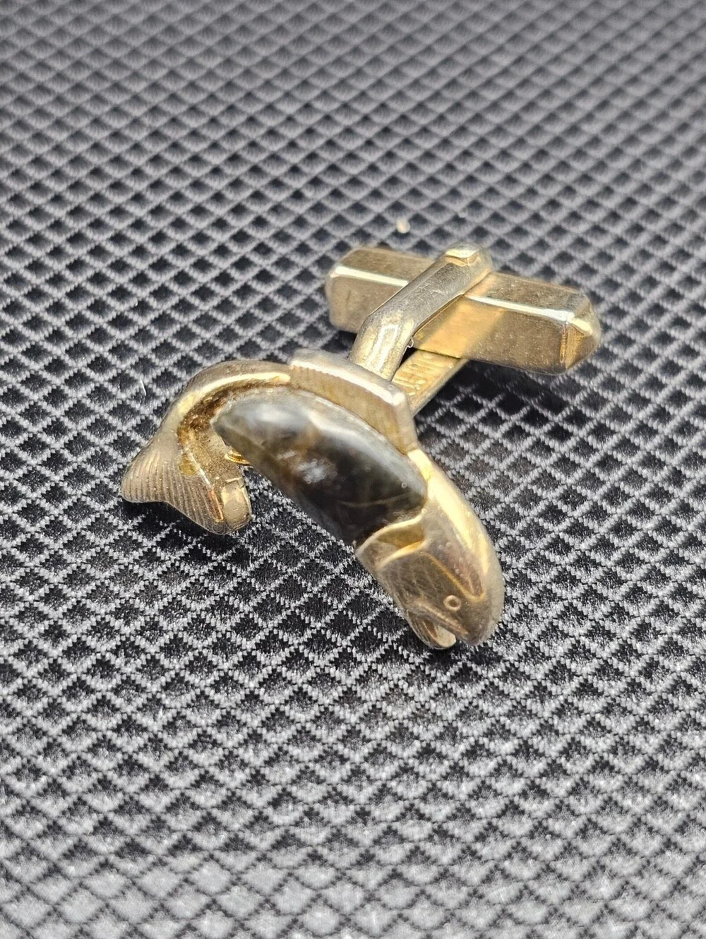 Vintage Gold Tone Fish Shaped Cufflink